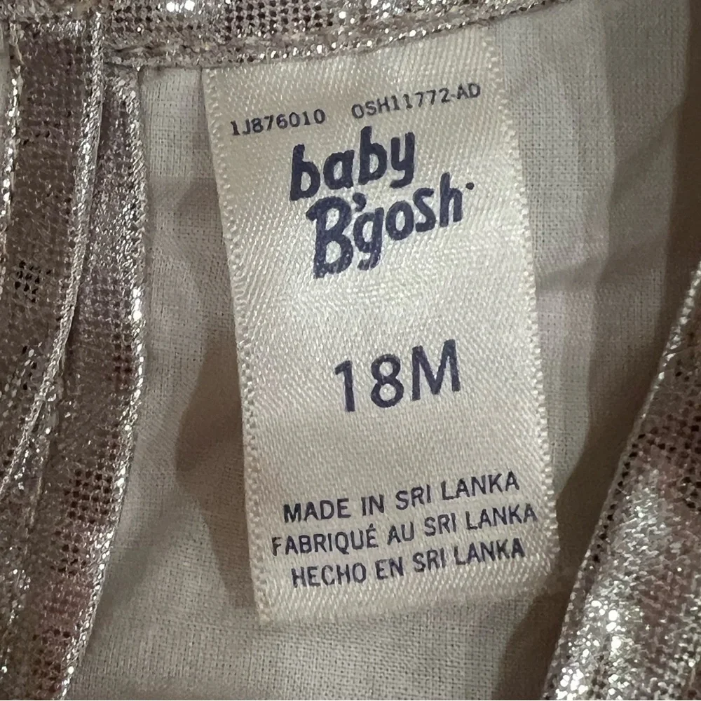 OshKosh B'gosh Baby Girls Metallic Silver Pleated Dress Size 18 Month Party NYE